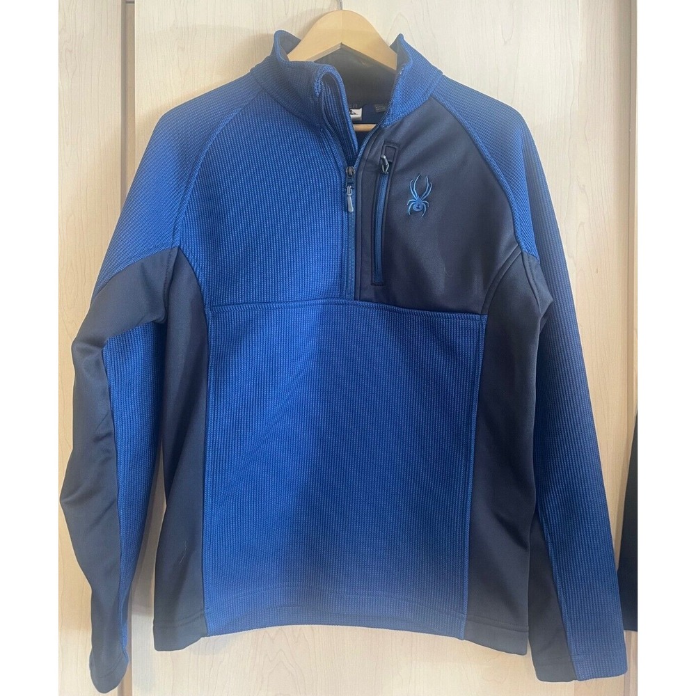 Spyder Navy & Black 1/4 Quarter Zip Pullover Sweatshirt Jacket, Men's Size Small